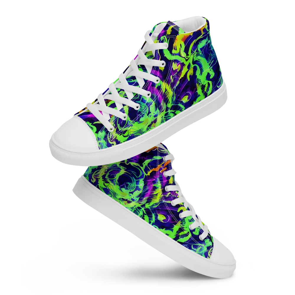 Lime After Midnight on Men's High Top Canvas Shoes — Front