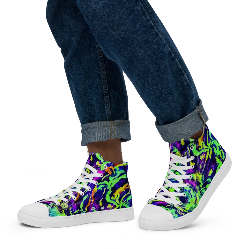 Lime After Midnight on Men's High Top Canvas Shoes — Left
