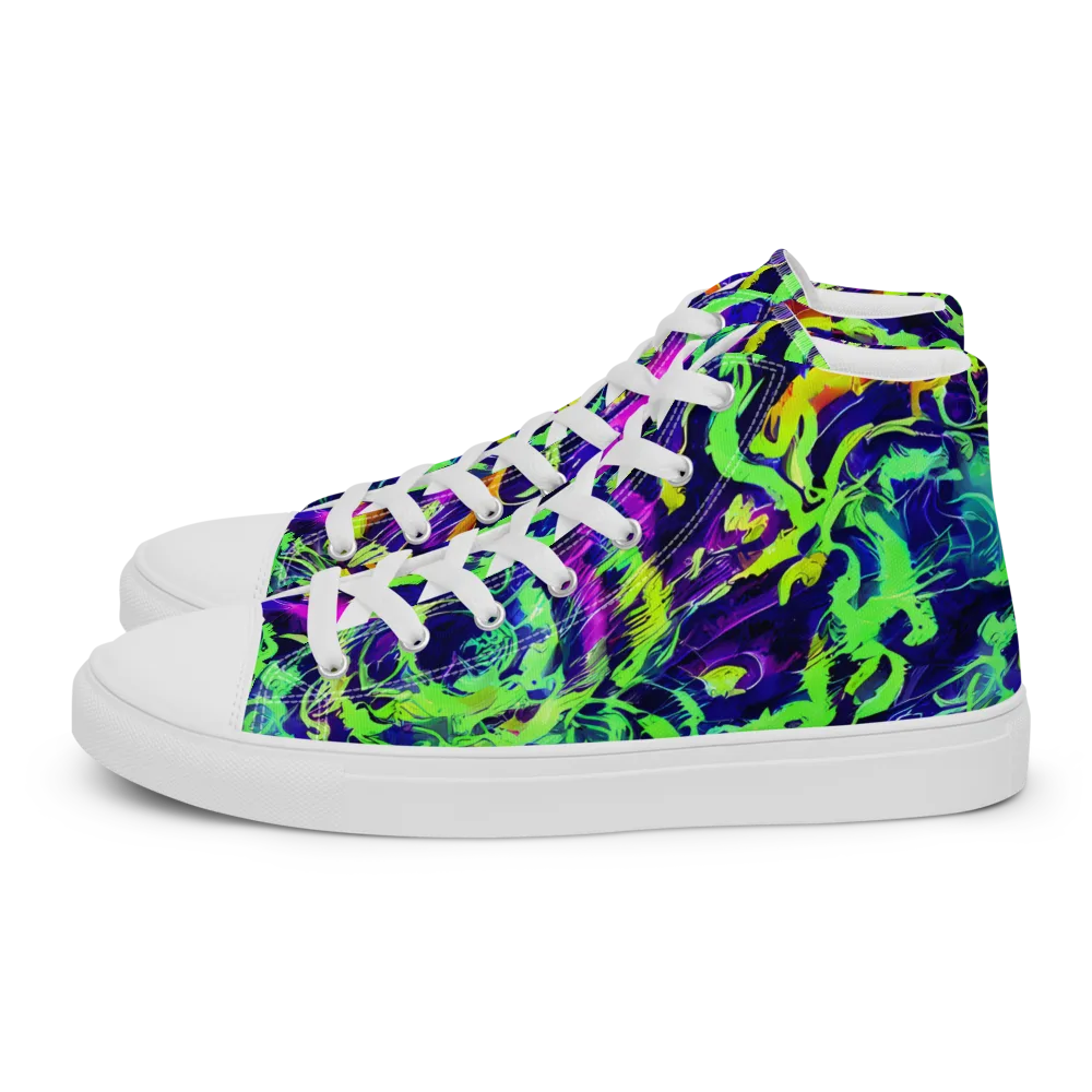 Lime After Midnight on Women's High Top Canvas Shoes — Left