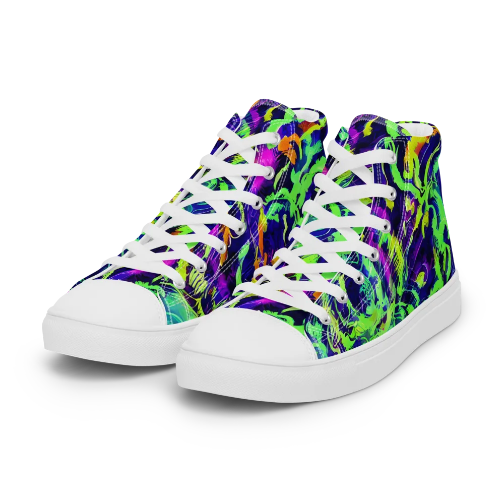Lime After Midnight on Women's High Top Canvas Shoes — Left Front