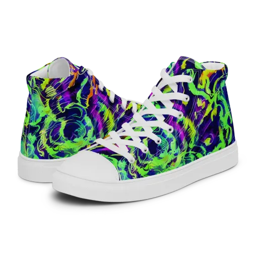 Lime After Midnight on a Women's High Top Canvas Shoes