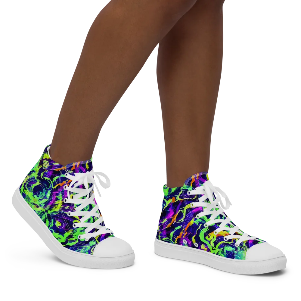 Lime After Midnight on Women's High Top Canvas Shoes — Right