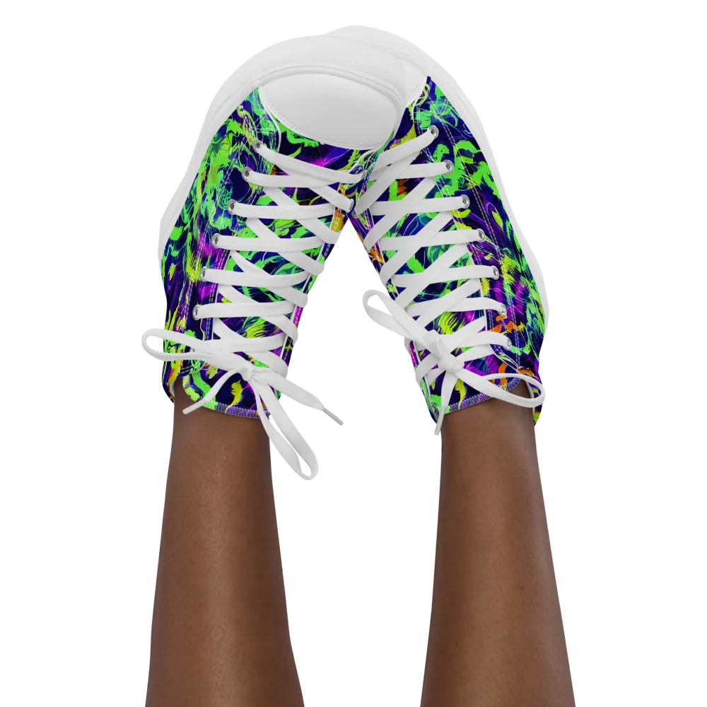 Lime After Midnight on Women's High Top Canvas Shoes — Front