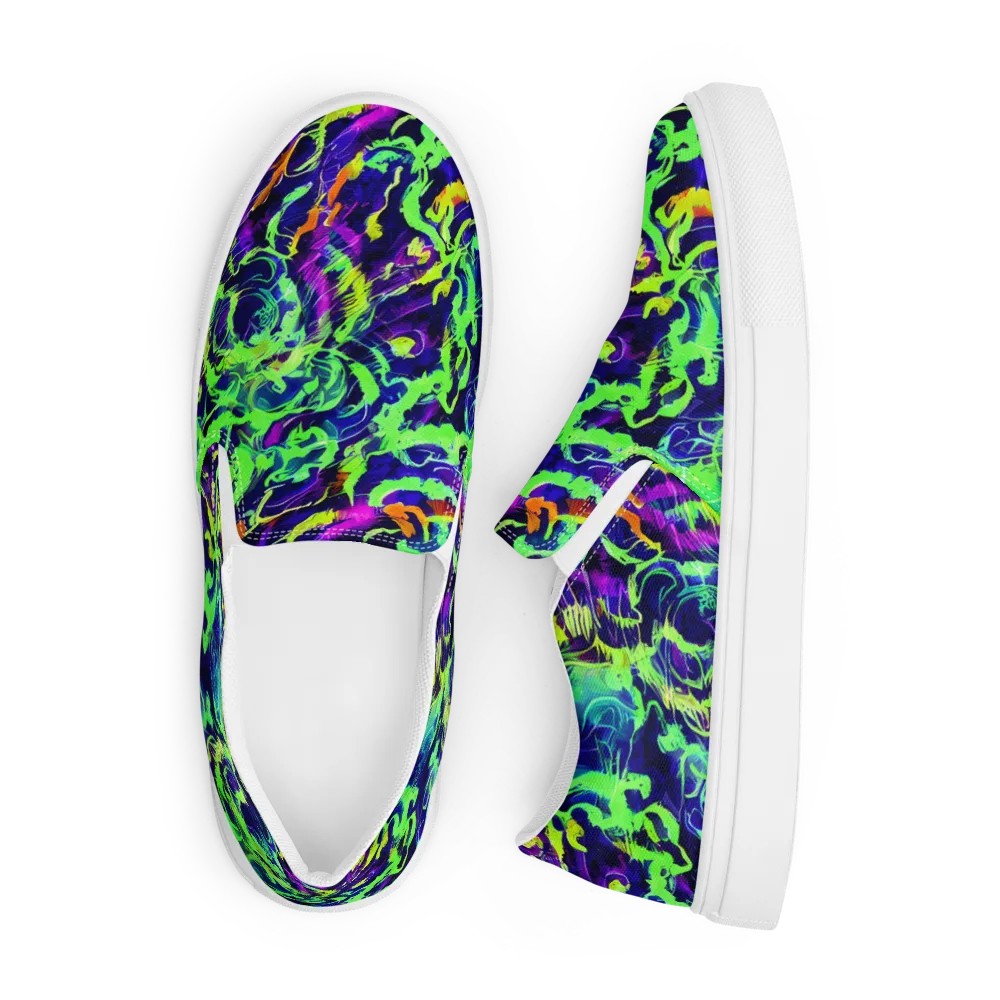Lime After Midnight on Men's Slip-On Canvas Shoes — Front