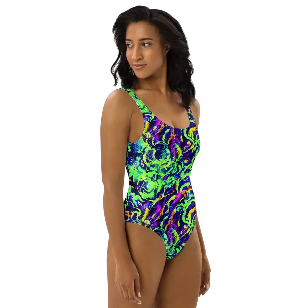 Lime After Midnight on One-Piece Swimsuit — Right