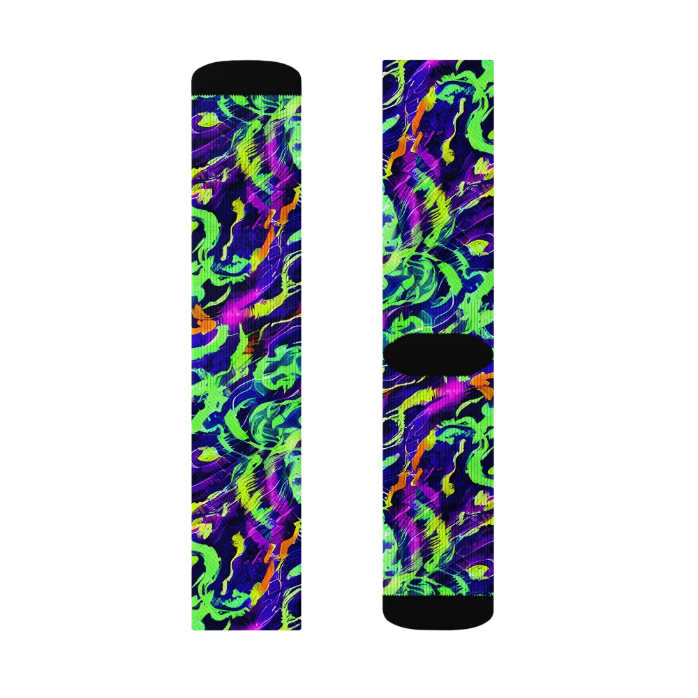 Lime After Midnight on Socks — Right Sock