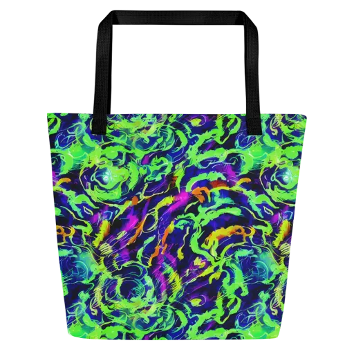 Lime After Midnight on a Large Tote Bag W/ Pocket