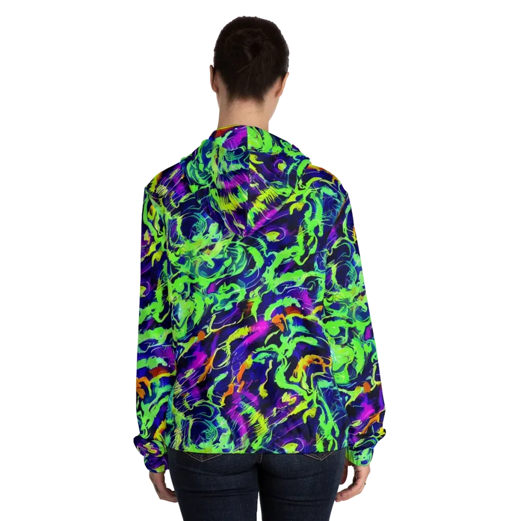 Lime After Midnight on Women's Full-Zip Hoodie — Back On Person