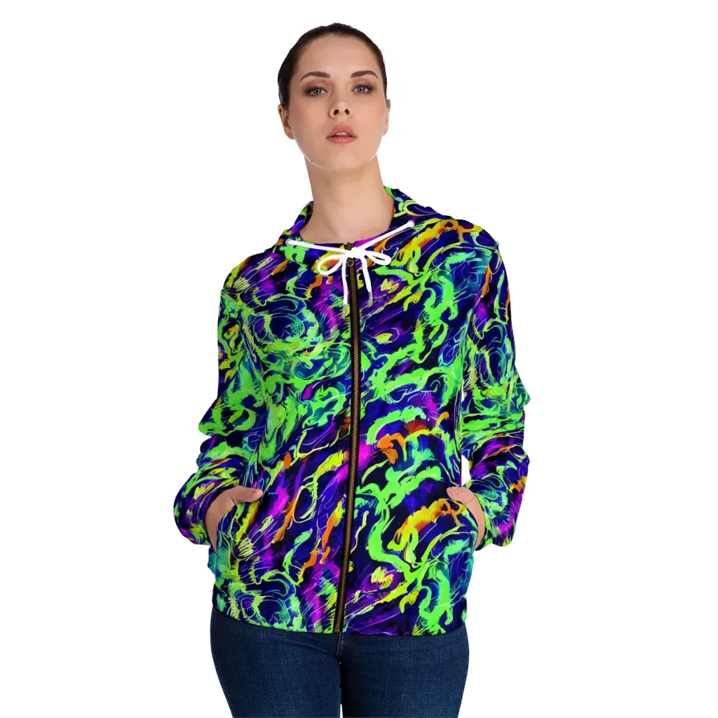 Lime After Midnight on Women's Full-Zip Hoodie — Front On Person