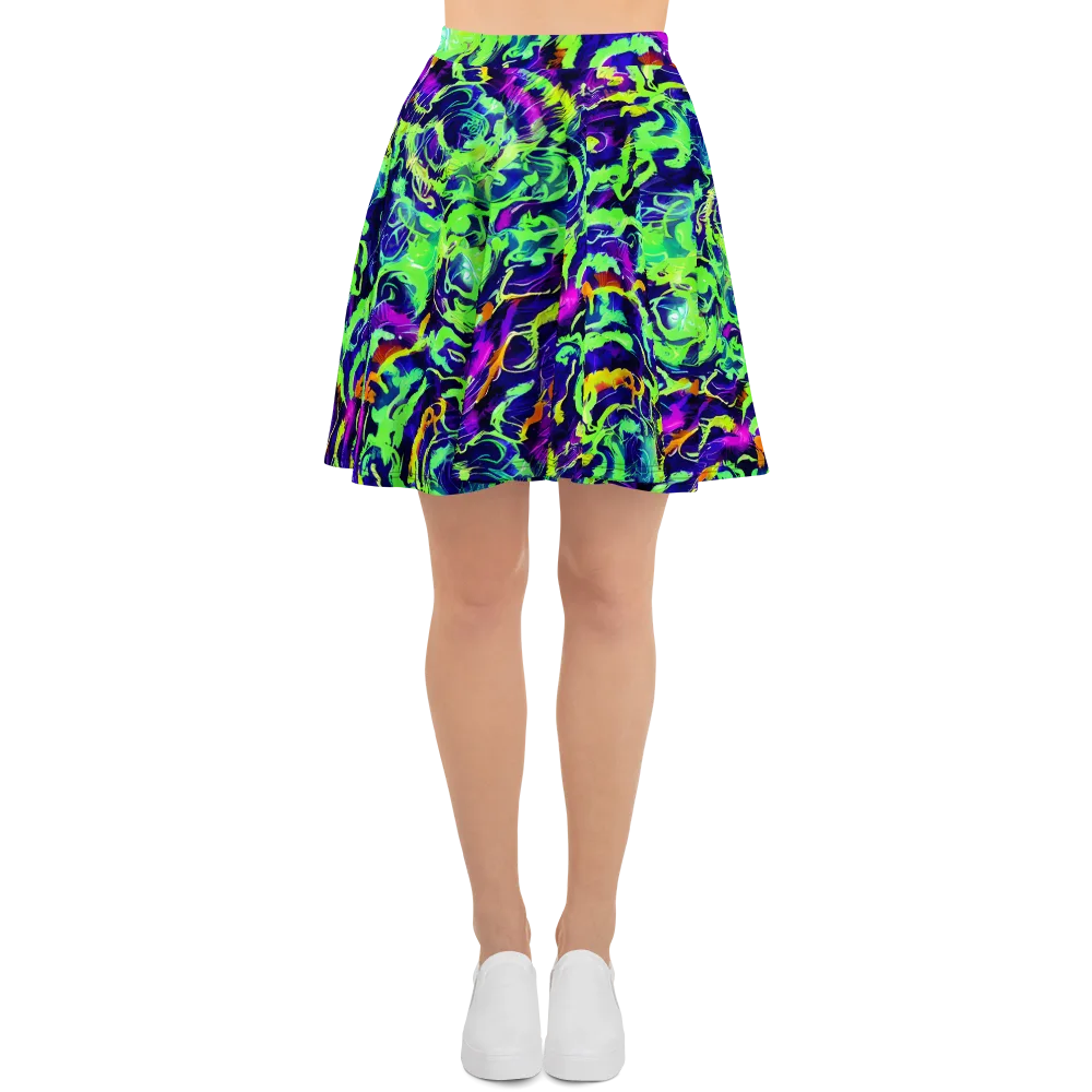 Lime After Midnight on Skater Skirt — Front