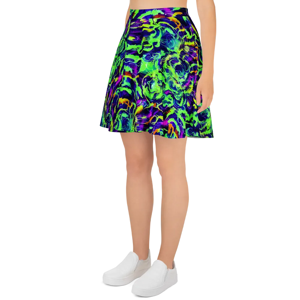 Lime After Midnight on Skater Skirt — Left