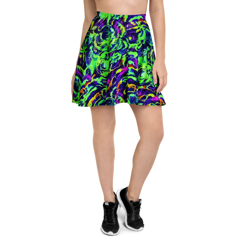 Lime After Midnight on Skater Skirt — Front