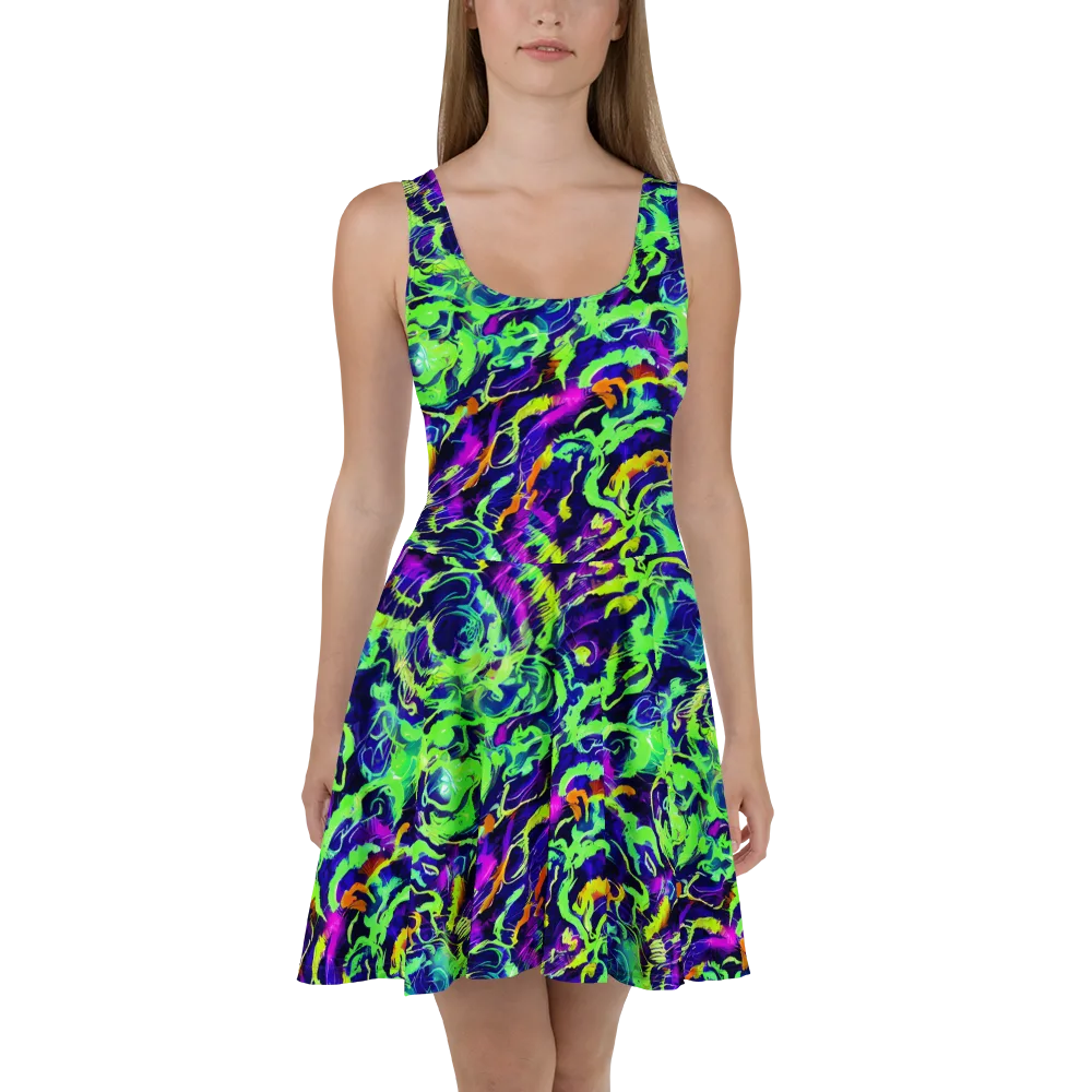 Lime After Midnight on Skater Dress — Front