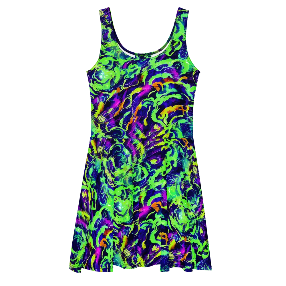 Lime After Midnight on Skater Dress — Front