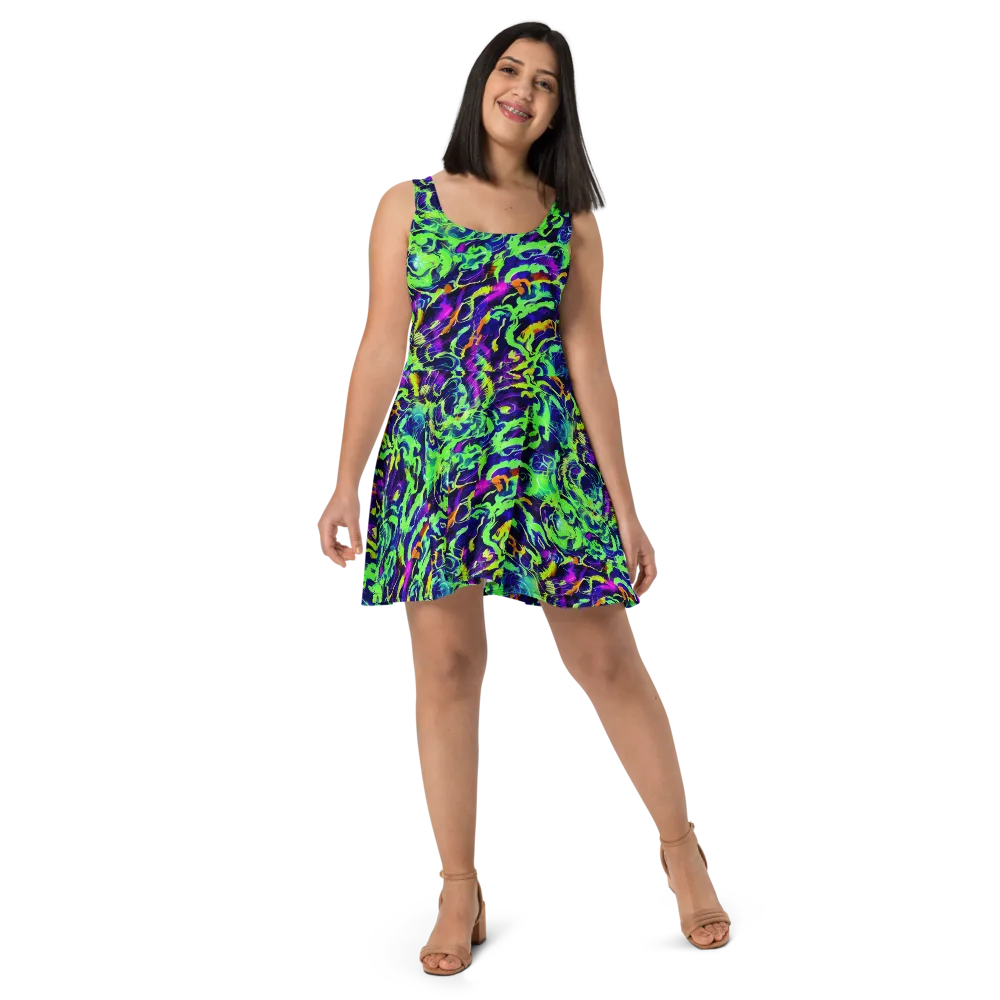 Lime After Midnight on Skater Dress — Front