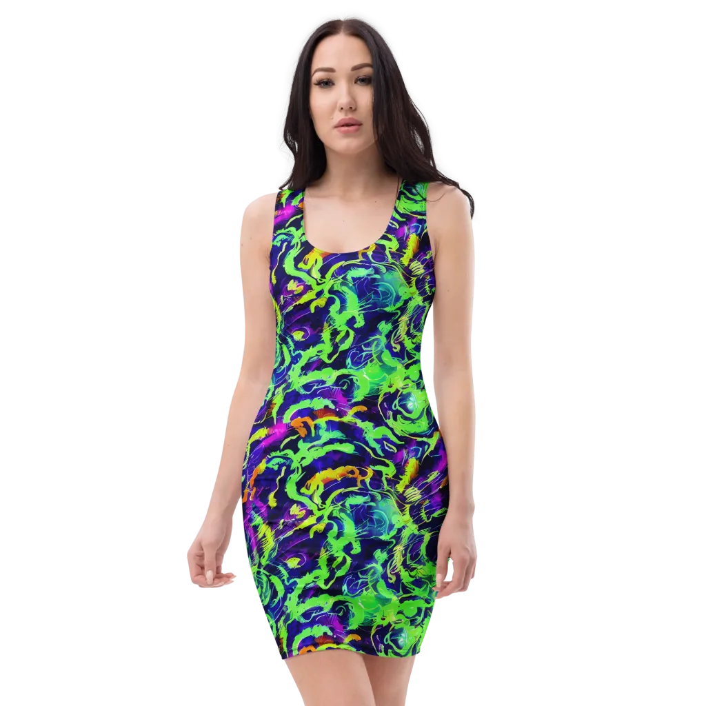 Lime After Midnight on Bodycon Dress — Front