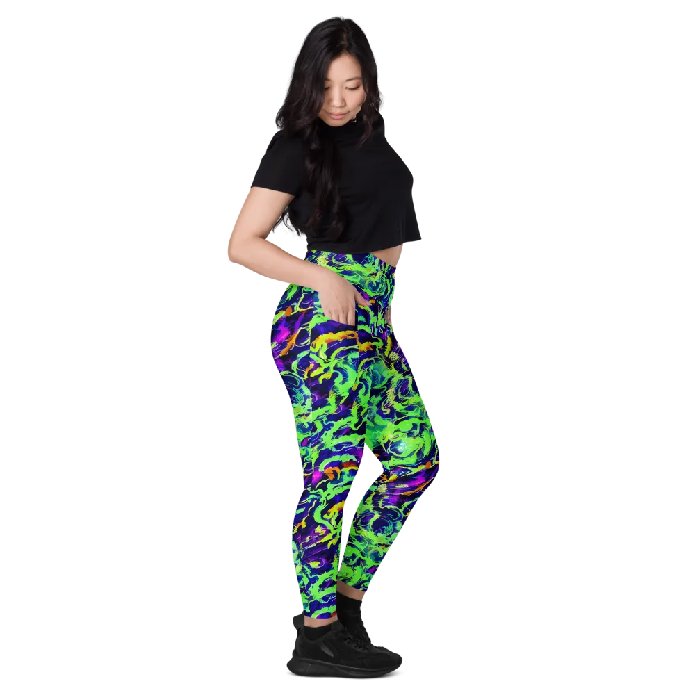 Lime After Midnight on Leggings with Pockets — Right