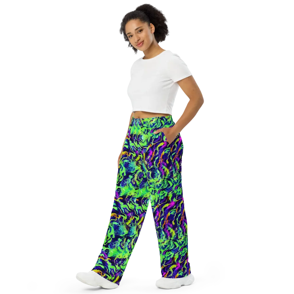 Lime After Midnight on Wide-Leg Pants — Left Front