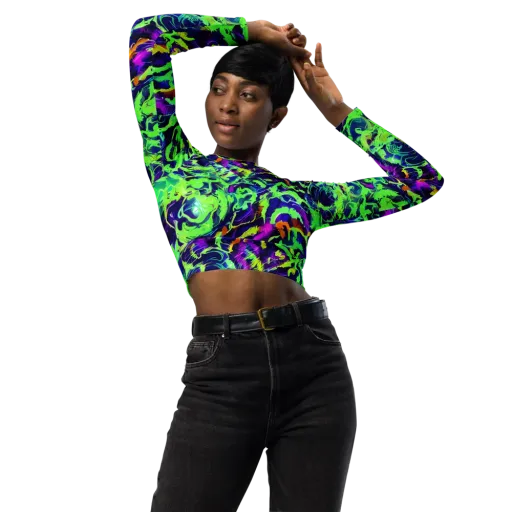 Lime After Midnight on a Long Sleeve Crop Top