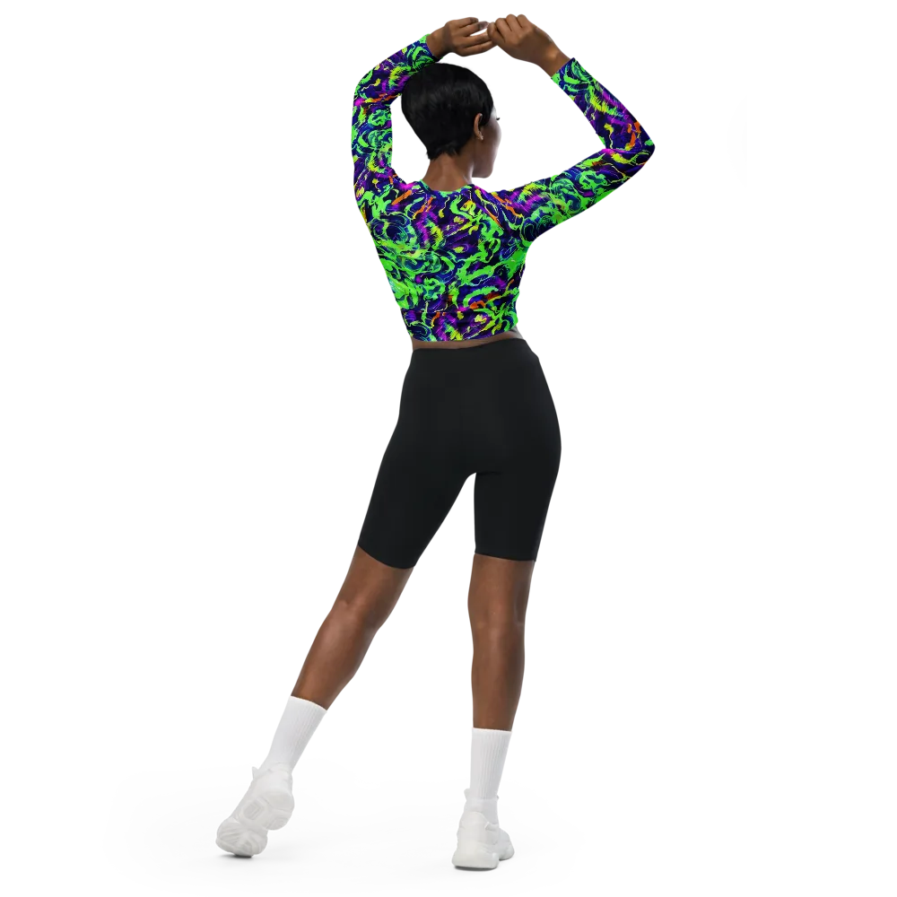 Lime After Midnight on Long Sleeve Crop Top — Back
