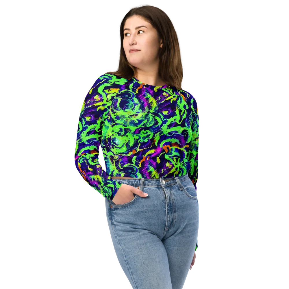 Lime After Midnight on Long Sleeve Crop Top — Front