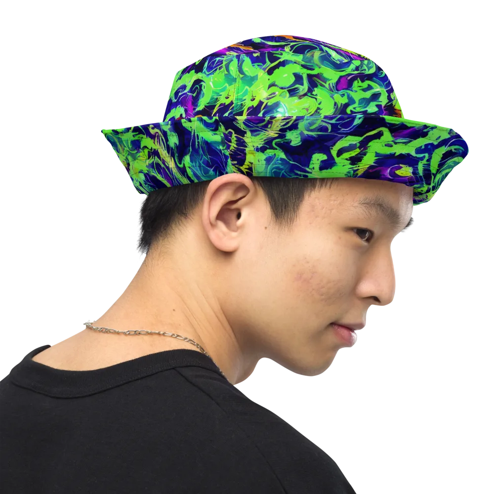Lime After Midnight on Reversible Bucket Hat — Right Outside