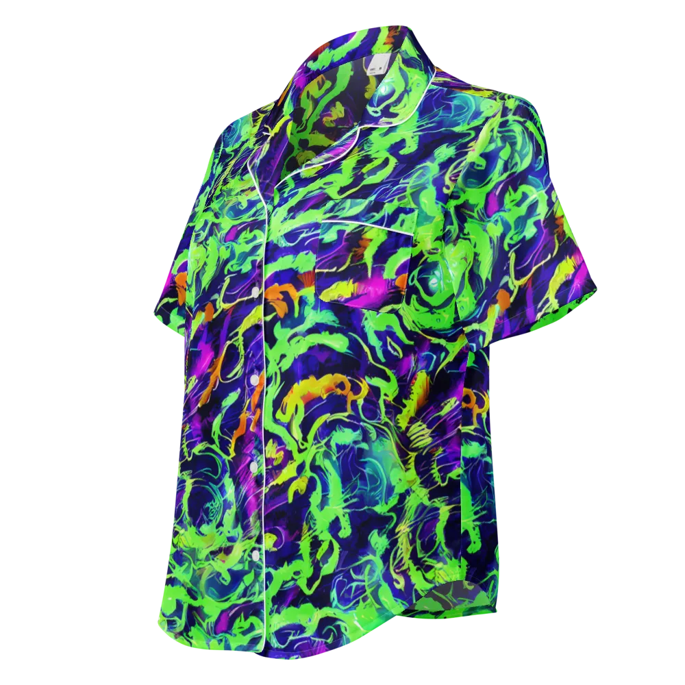 Lime After Midnight on Women's Short Sleeve Pajama Top — Left Front