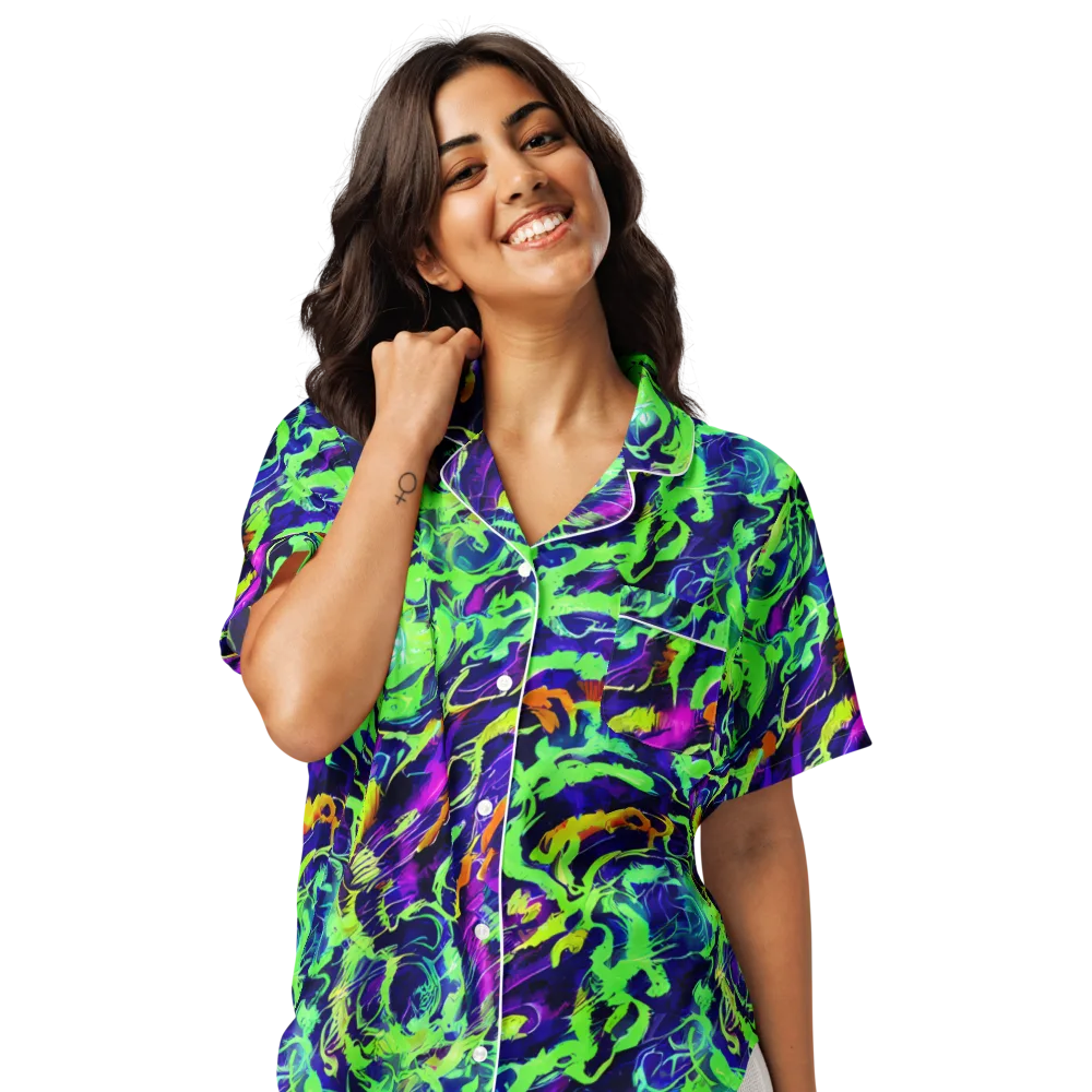 Lime After Midnight on Women's Short Sleeve Pajama Top — Front