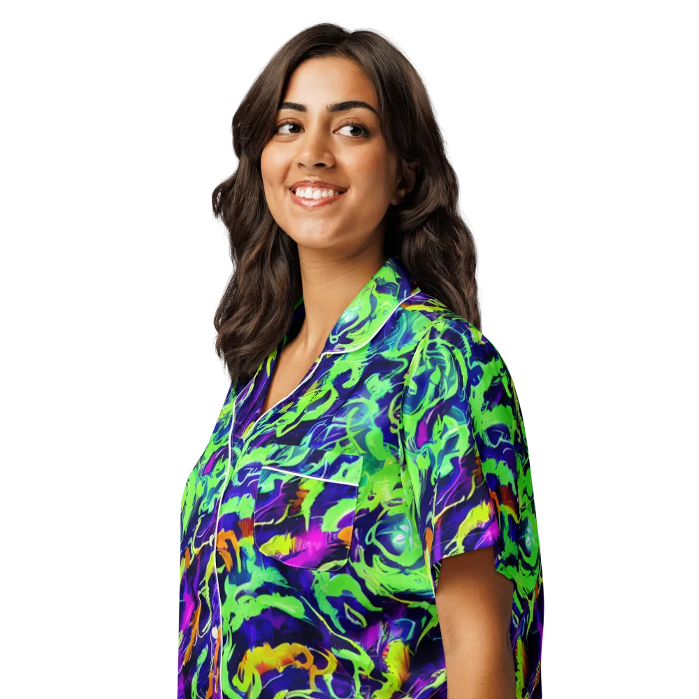 Lime After Midnight on Women's Short Sleeve Pajama Top — Left Front