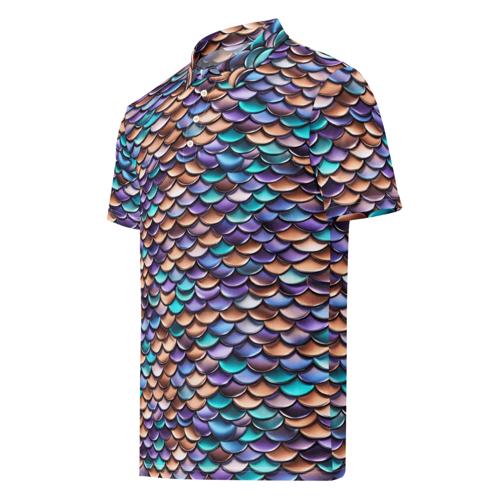 Prismatic Scales on Men's Slim Fit Polo Shirt — Left Front