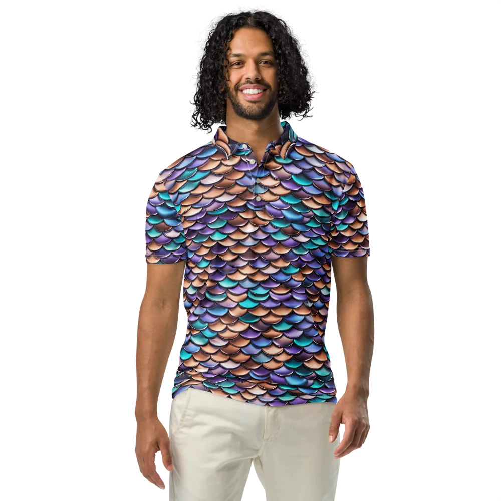 Prismatic Scales on Men's Slim Fit Polo Shirt — Front