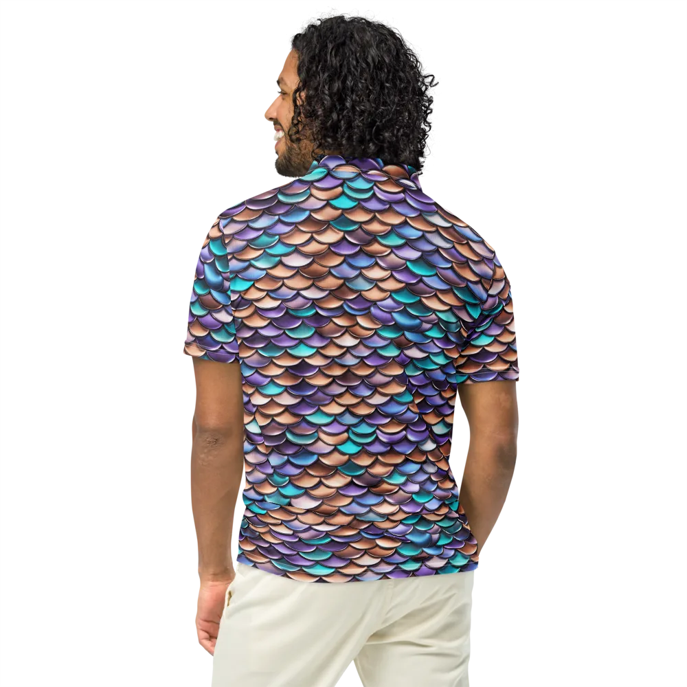 Prismatic Scales on Men's Slim Fit Polo Shirt — Back