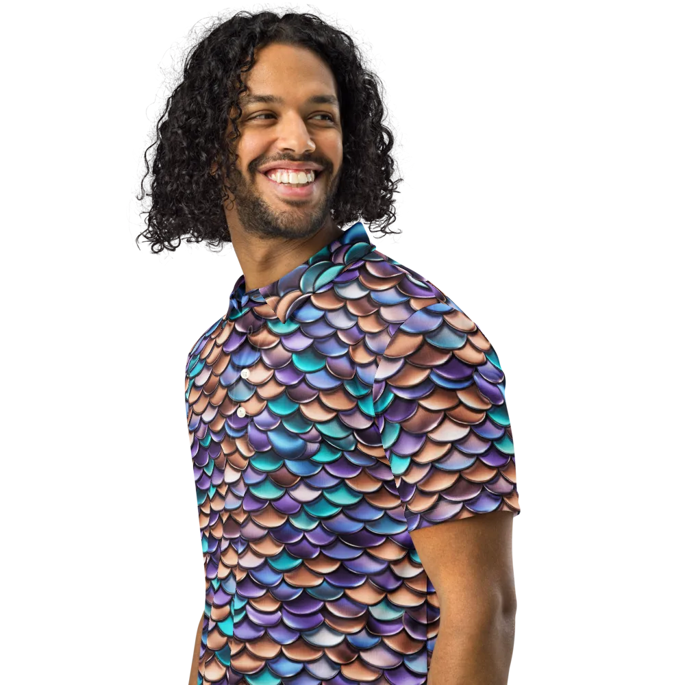 Prismatic Scales on Men's Slim Fit Polo Shirt — Left Front