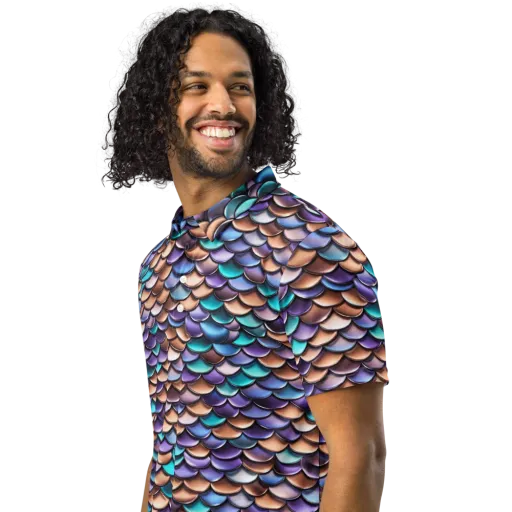 Prismatic Scales on a Men's Slim Fit Polo Shirt