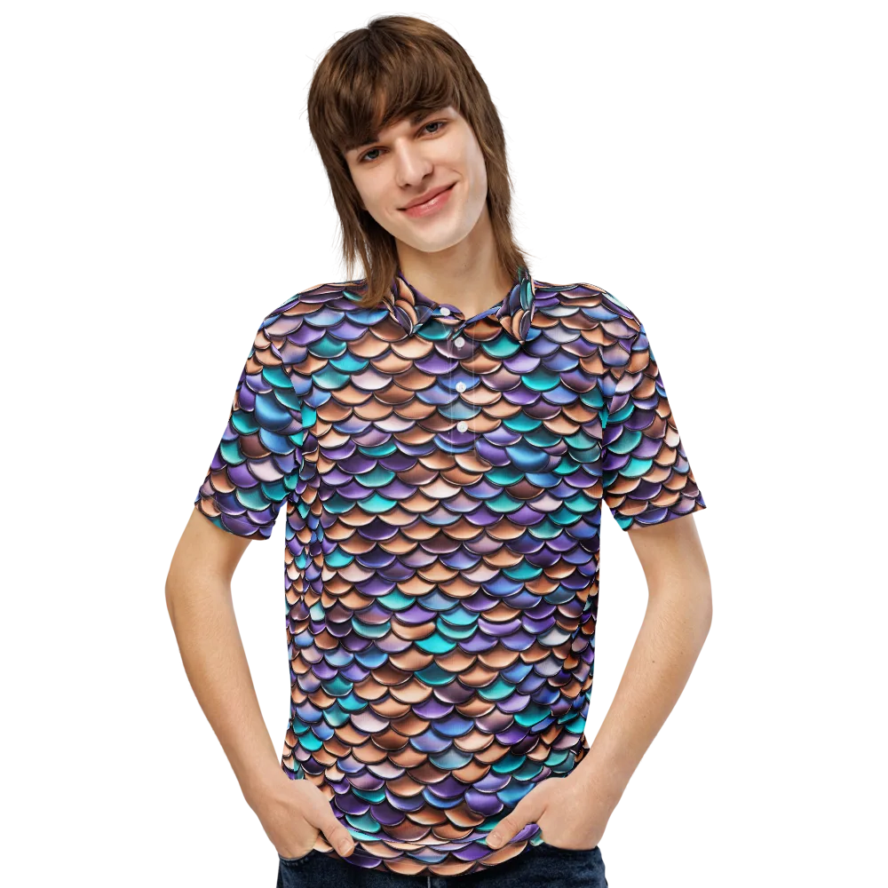 Prismatic Scales on Men's Slim Fit Polo Shirt — Front