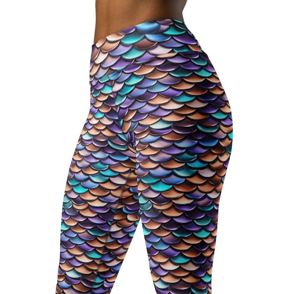 Prismatic Scales on Yoga Leggings — Left Front