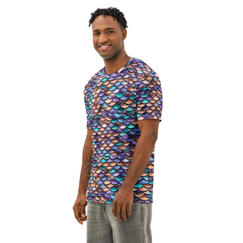 Prismatic Scales on Men's Cotton Crew Neck T-Shirt — Left Front