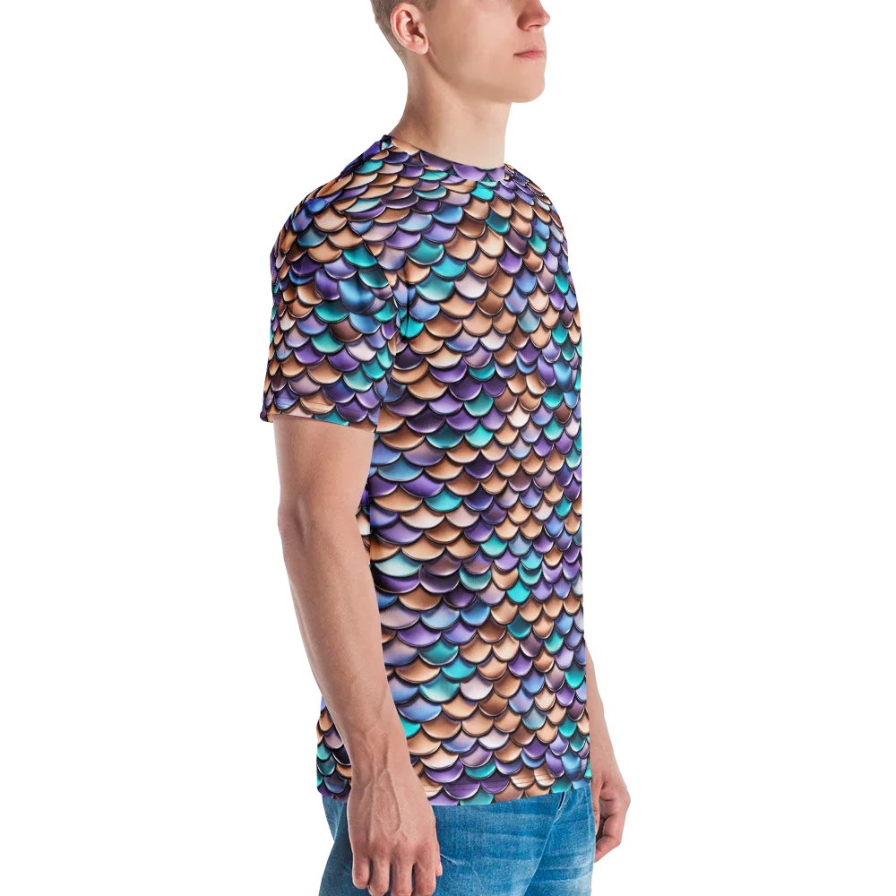 Prismatic Scales on Men's Crew Neck T-Shirt — Right