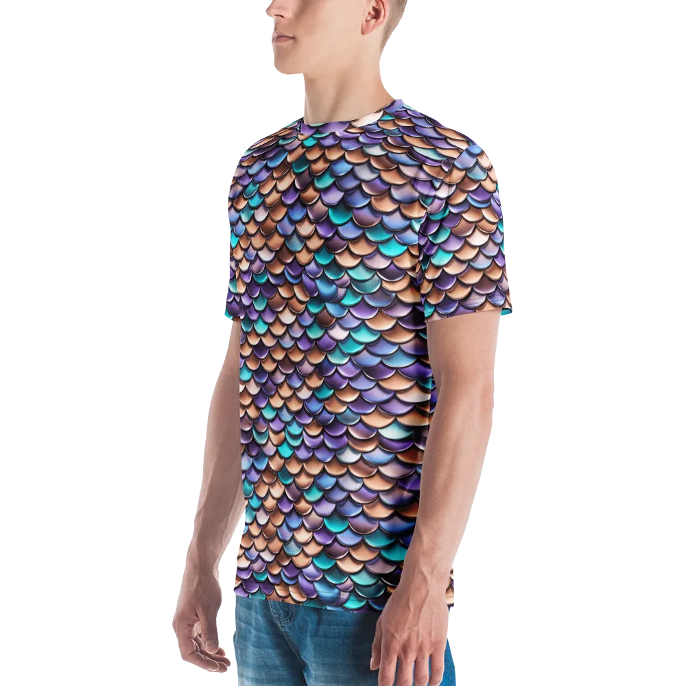 Prismatic Scales on Men's Crew Neck T-Shirt — Left