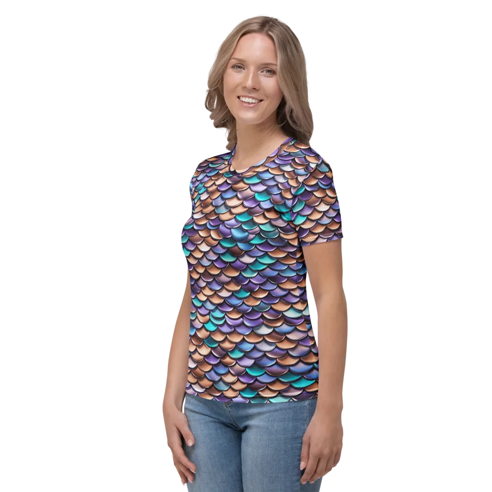 Prismatic Scales on Women's Crew Neck T-Shirt — Left