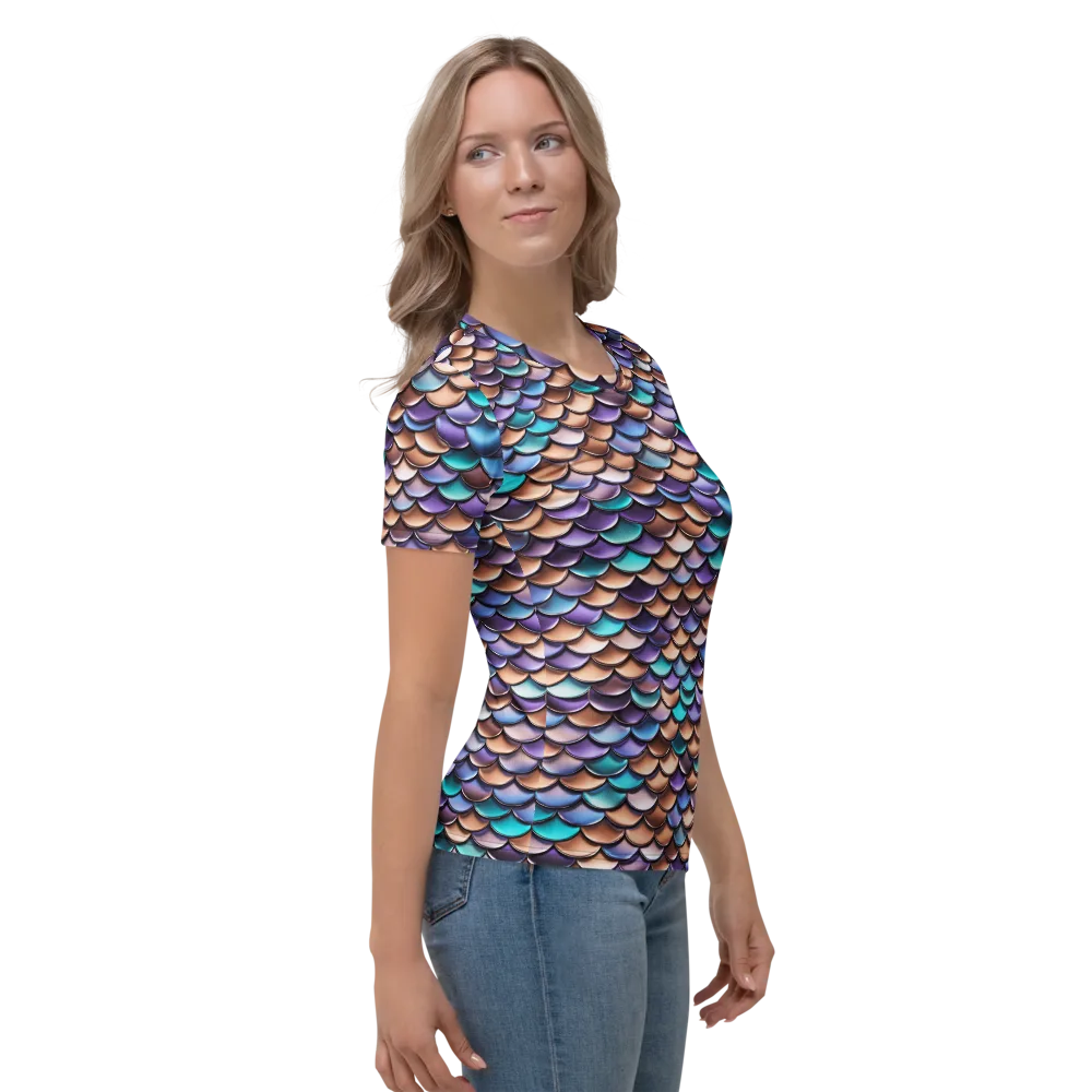 Prismatic Scales on Women's Crew Neck T-Shirt — Right