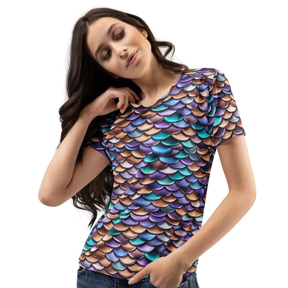Prismatic Scales on Women's Crew Neck T-Shirt — Left Front