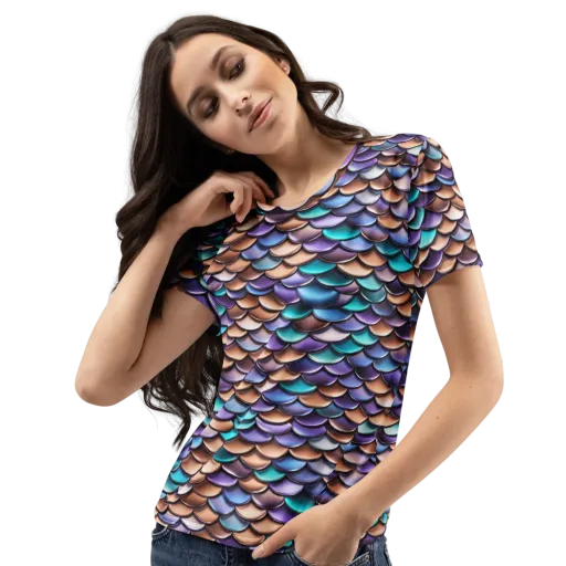 Prismatic Scales on a Women's Crew Neck T-Shirt