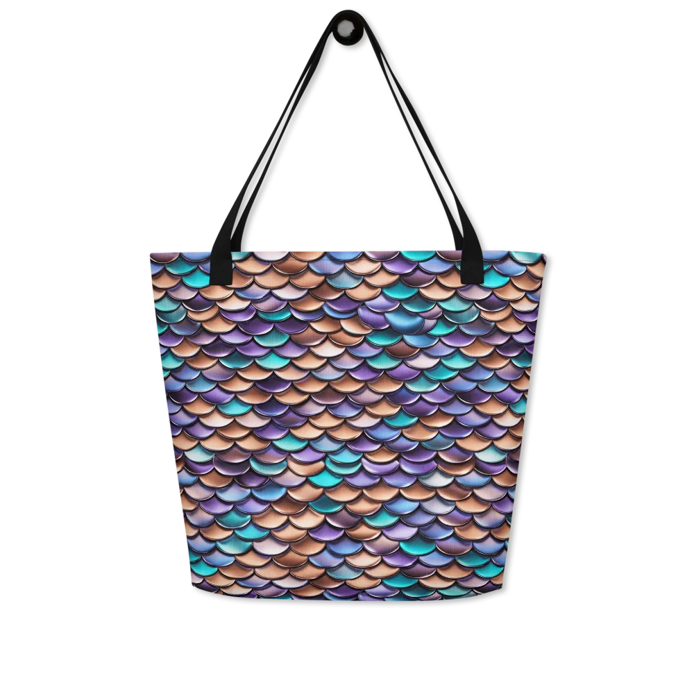Prismatic Scales on Large Tote Bag W/ Pocket — Front