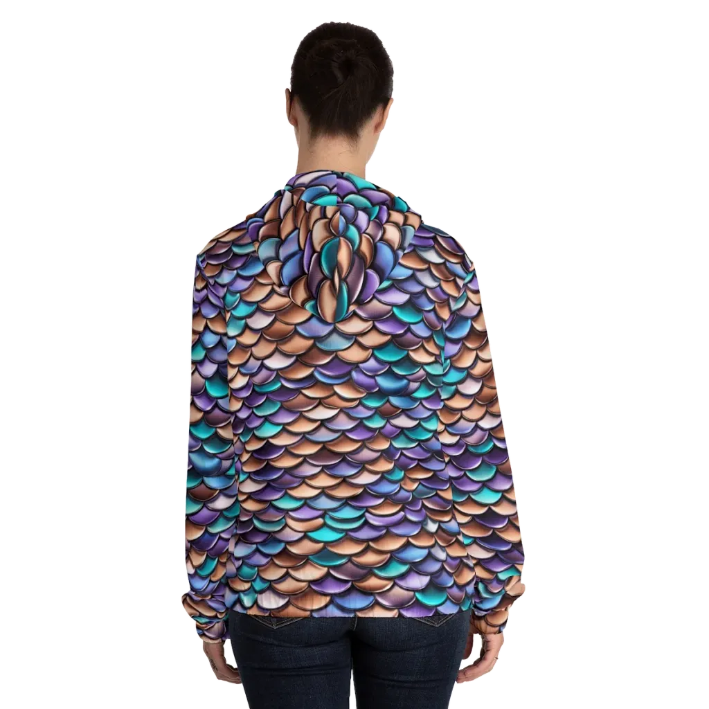 Prismatic Scales on Women's Full-Zip Hoodie — Back On Person