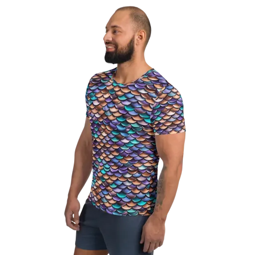 Prismatic Scales on a Men's Athletic T-Shirt