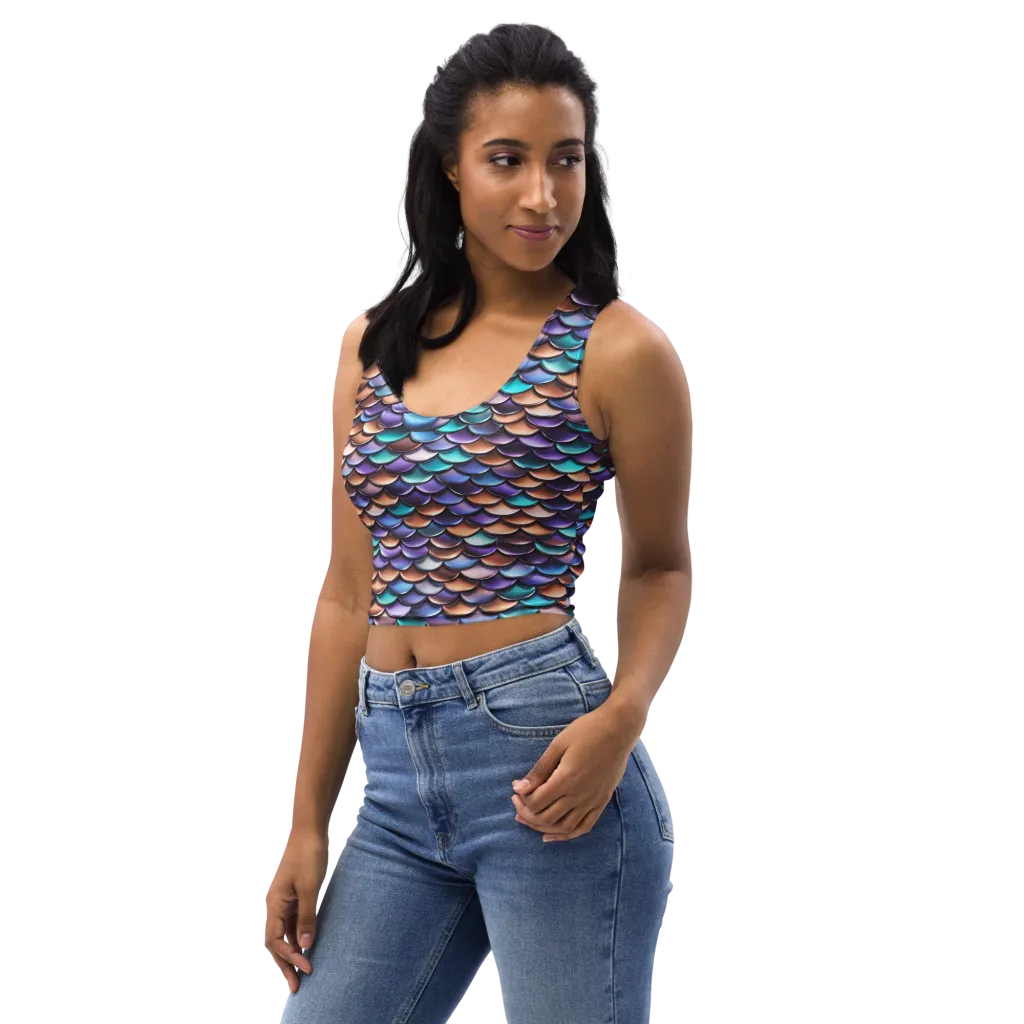 Prismatic Scales on Crop Top — Left Front