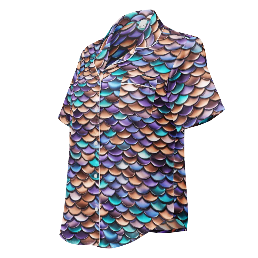 Prismatic Scales on Women's Short Sleeve Pajama Top — Left Front