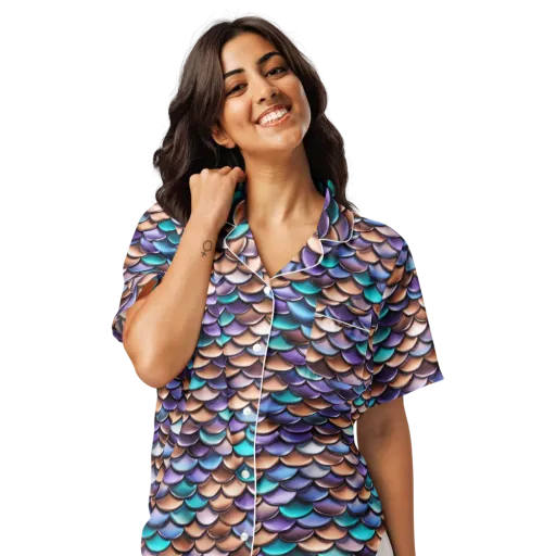 Prismatic Scales on a Women's Short Sleeve Pajama Top