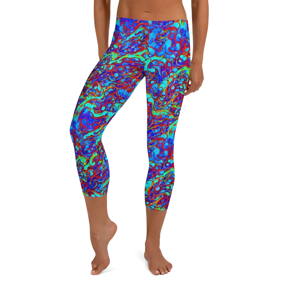 Aqua Anarchy on Capri Leggings — Front